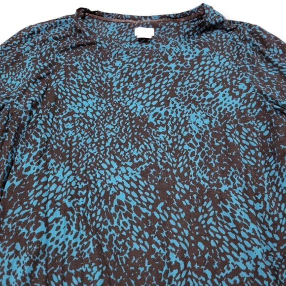 Chico's Top Size Large Womens Blouse Long Sleeve Casual Top Stretch Animal Print - Picture 2 of 5